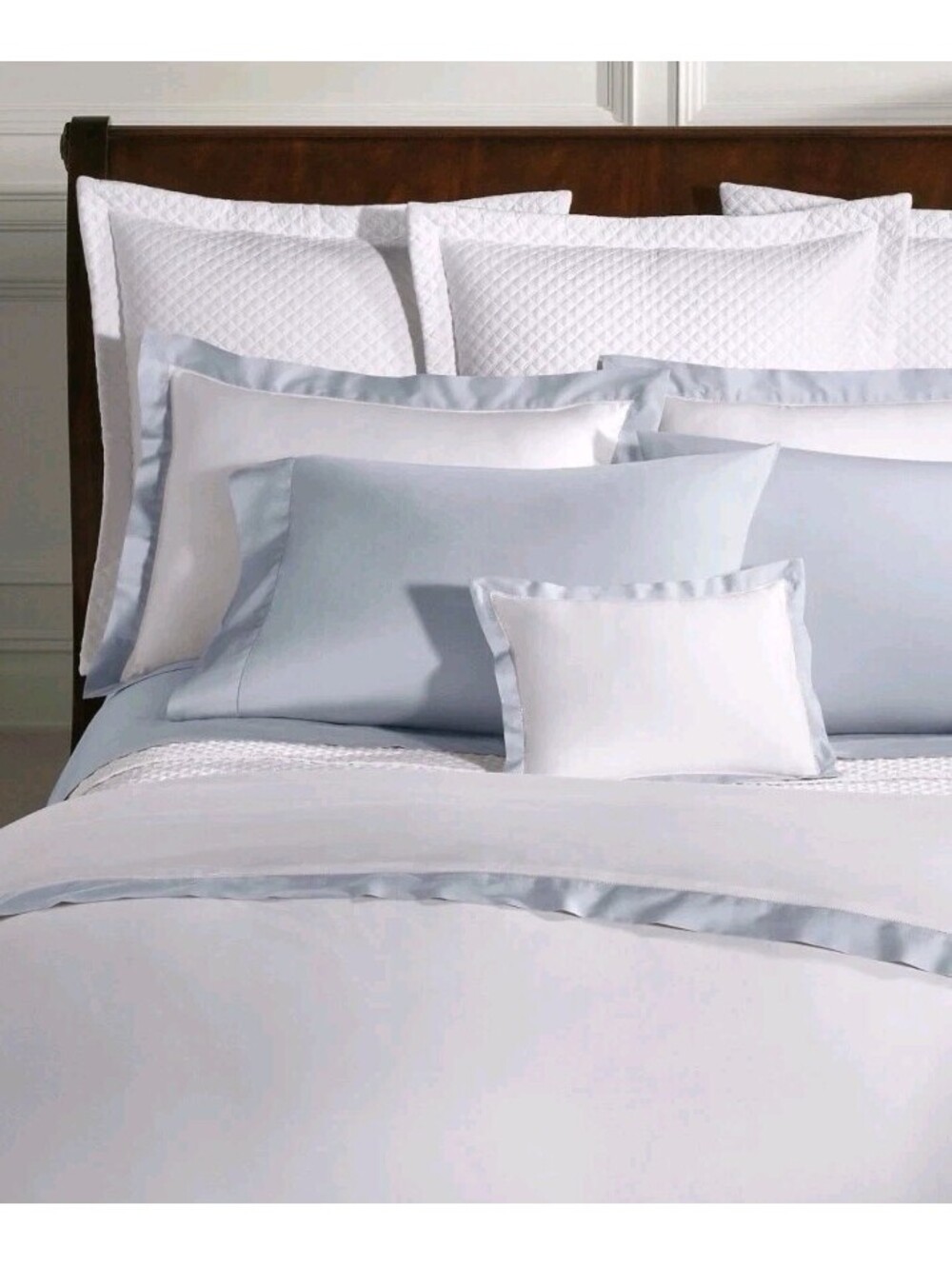 Ralph Lauren RL Organic Sateen Border King Shams Blue Hyacinth NIP Set of 2